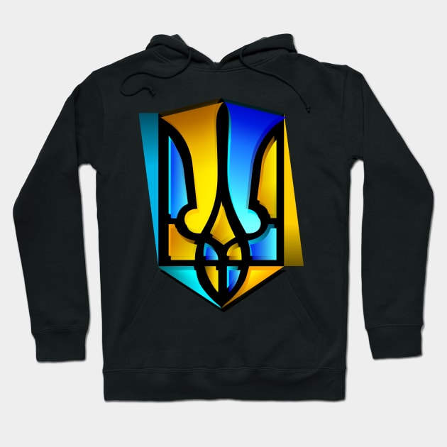 Stained glass Ukrainian trident Hoodie by goldengallery
